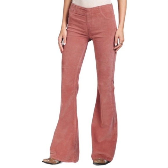 Free People - Penny Pull-On Low-Rise Flare Corduroy Pants - Mauve Pink - Size 26 - Picture 4 of 15